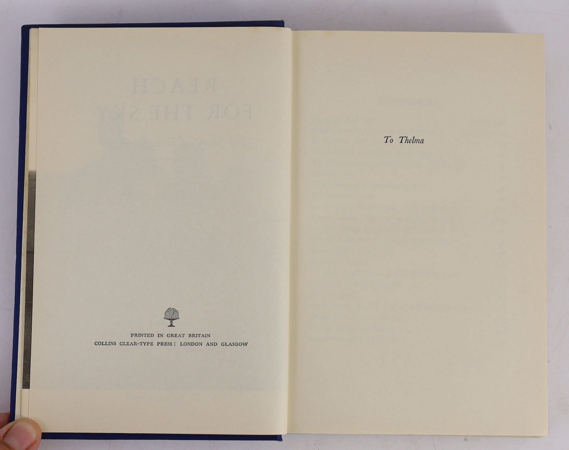 Brickhill, Paul - Reach For the Sky: Douglas Bader His Life Story, 8vo, cloth in unclipped d/j, signed by Douglas Bader, dated 19th March, 1954, Collins, London, 1954